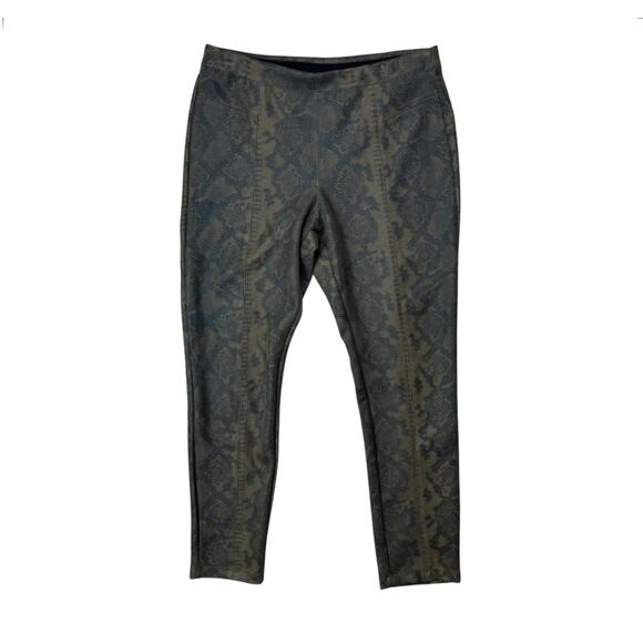 Philosophy NWT Olive Brown Snakeskin Print Faux Leather Pull On Skinny Pants - Picture 15 of 16